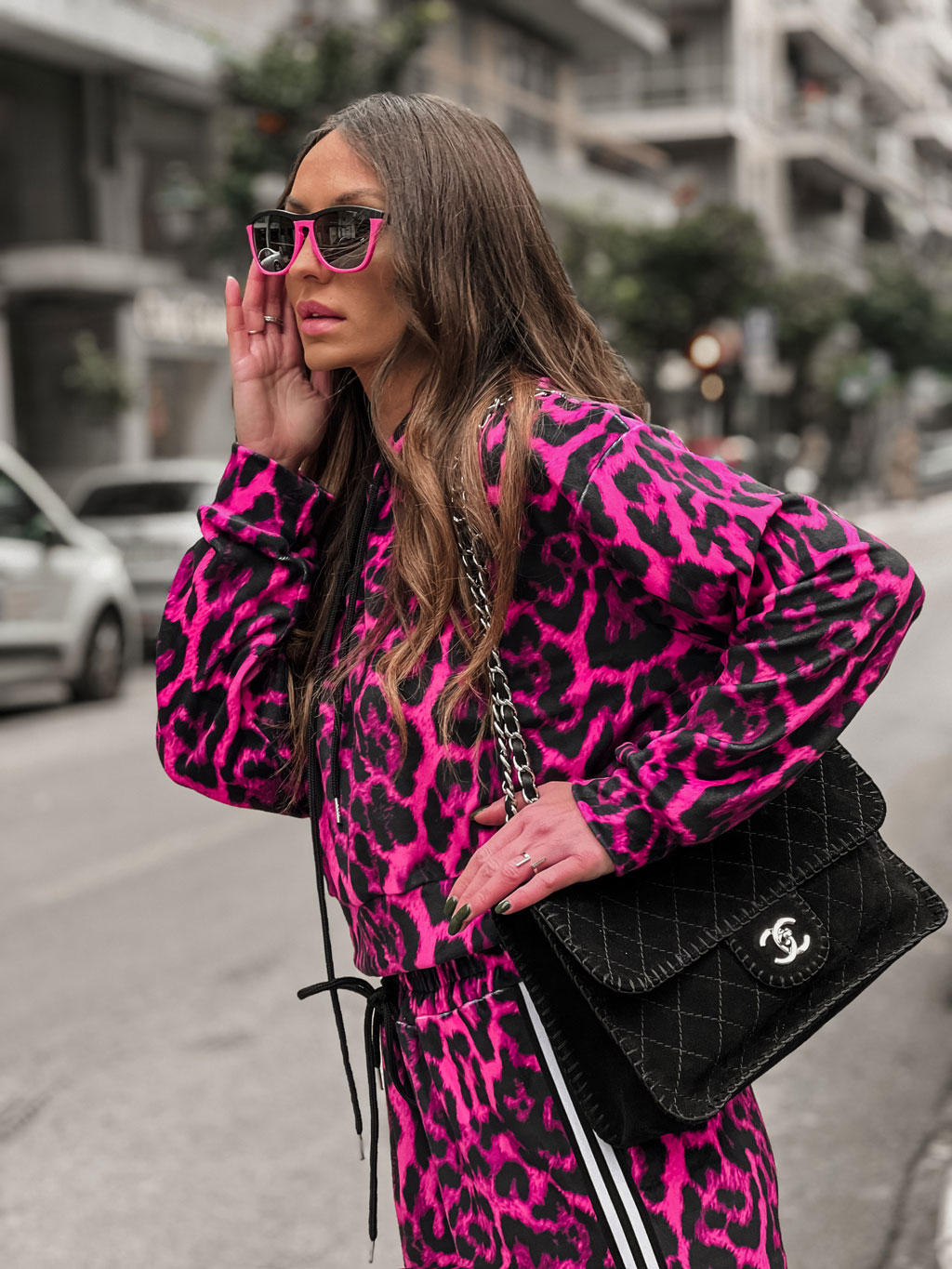 Fashion Limousine | Magenta Leopard Print Velvet Set Angie - Image 3
