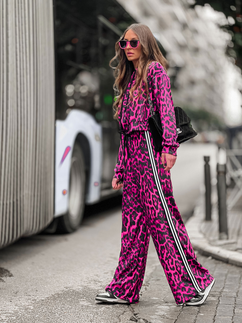 Fashion Limousine | Magenta Leopard Print Velvet Set Angie - Image 2
