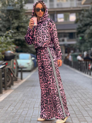 Fashion Limousine | Pink Leopard Print Velvet Set Angie