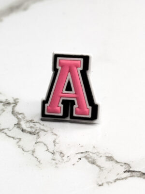 Pink Alphabet Letter A Shoe Charm