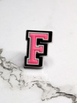 Pink Alphabet Letter F Shoe Charm