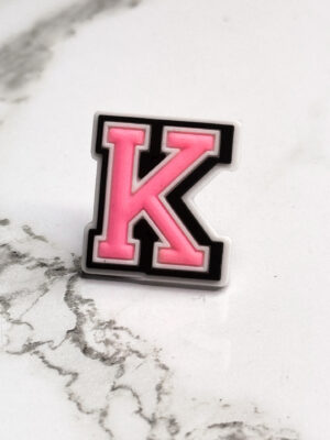 Pink Alphabet Letter K Shoe Charm