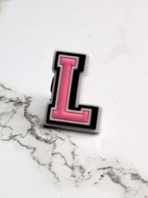 Pink Alphabet Letter L Shoe Charm