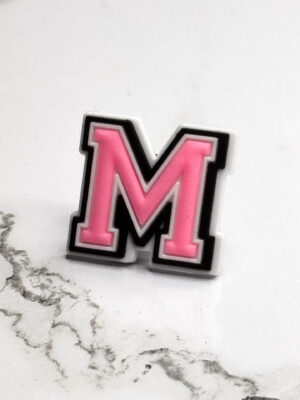 Pink Alphabet Letter M Shoe Charm