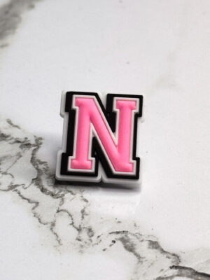 Pink Alphabet Letter N Shoe Charm
