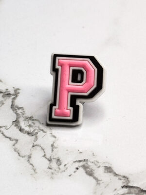 Pink Alphabet Letter P Shoe Charm