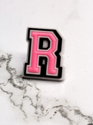 Pink Alphabet Letter R Shoe Charm