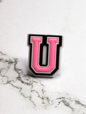 Pink Alphabet Letter U Shoe Charm