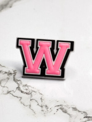 Pink Alphabet Letter W Shoe Charm