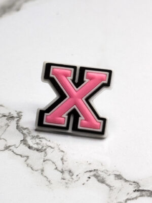 Pink Alphabet Letter X Shoe Charm