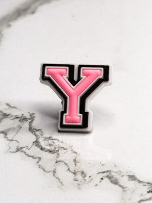 Pink Alphabet Letter Y Shoe Charm