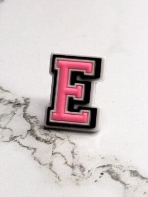 Pink Alphabet Letter E Shoe Charm