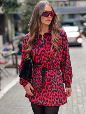 Fashion Limousine | Red Leopard Print Velvet Set Lisa