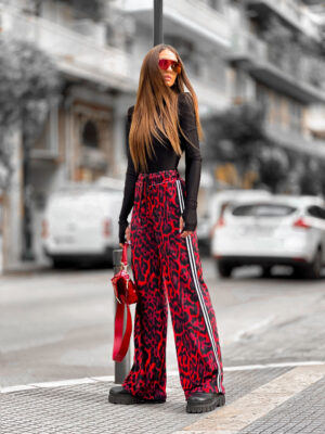 Fashion Limousine | Red Leopard Print Velvet Pants Romina
