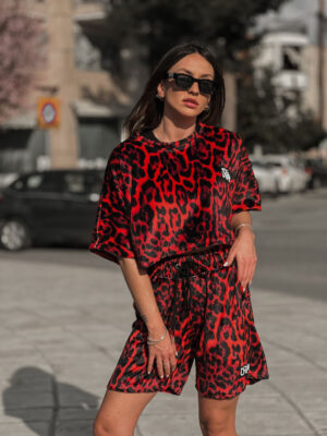 Βελουτέ Σετ Athena Red Leopard Print