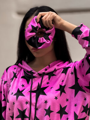 Scrunchie Daisy Pink Stars Print
