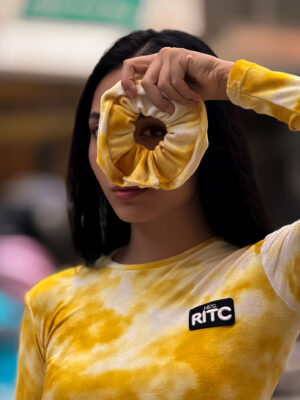 Scrunchie Daisy Yellow Tie Dye Print