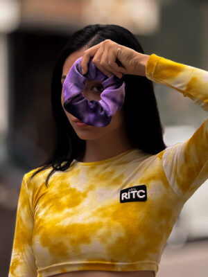 Scrunchie Daisy Purple Tie Dye Print