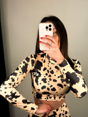 Crop Top Nina Beige Cow Print