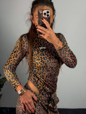 Βελουτέ Κορμάκι Lexie Golden Brown Leopard Print