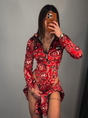 Βελουτέ Κορμάκι Lexie Red Bandana Paisley Print
