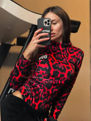 Βελουτέ Κορμάκι Lexie Red Leopard Print