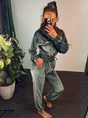Ολόσωμη Βελουτέ Φόρμα Renata Sage Green