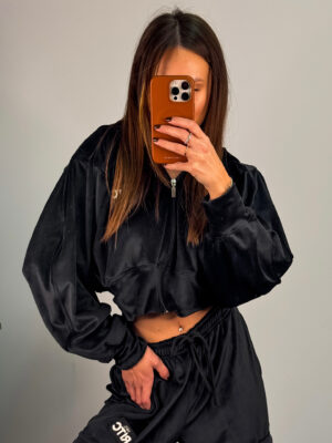 Βελουτέ Ζακέτα Hoodie Alanis Black