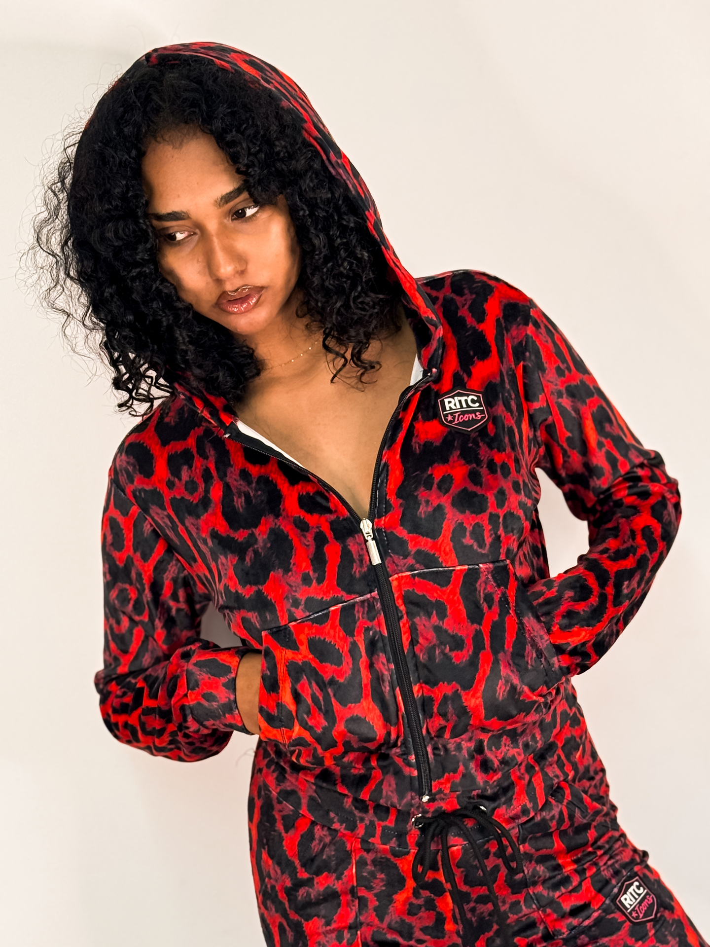 Velvet Hoodie Vivian Black - Red Devil Print - Image 4