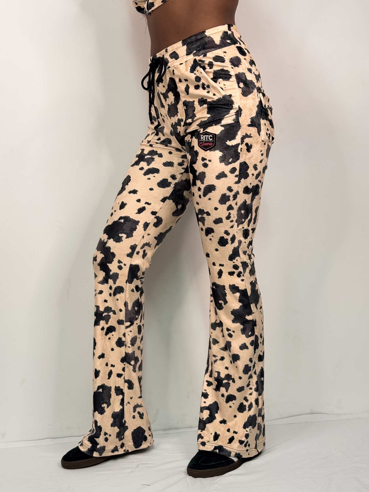 Βελουτέ Παντελόνι Vivian Beige Cow Print - Image 2