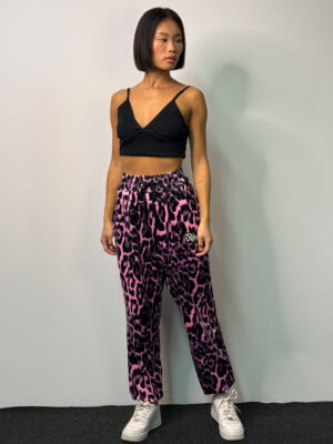 Velvet Pants Daisy Pink Leopard Print