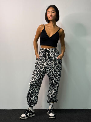 Velvet Pants Daisy White Leopard Print