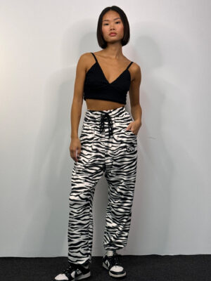 Velvet Pants Daisy Zebra Print