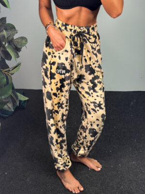 Βελουτέ Παντελόνι Raina Beige Cow Print