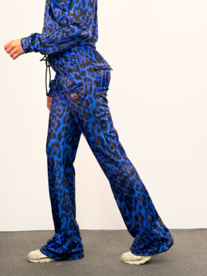 Βελουτέ Παντελόνι Vivian Blue Leopard Print