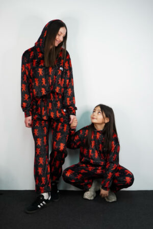Βελουτέ Σετ Mom & Daughter Black - Red Devil Print