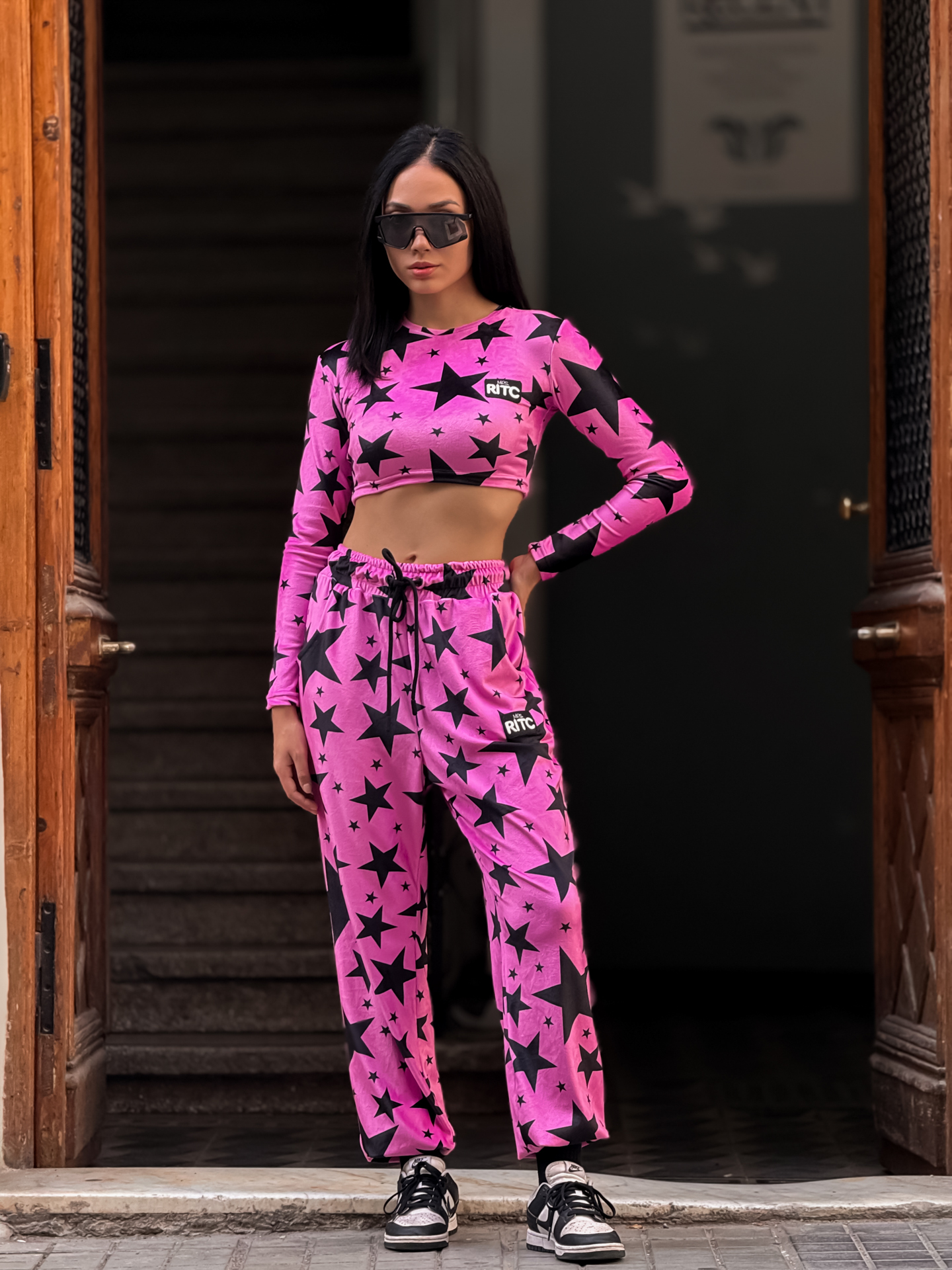Βελουτέ Σετ Nina Pink Stars Print - Image 3