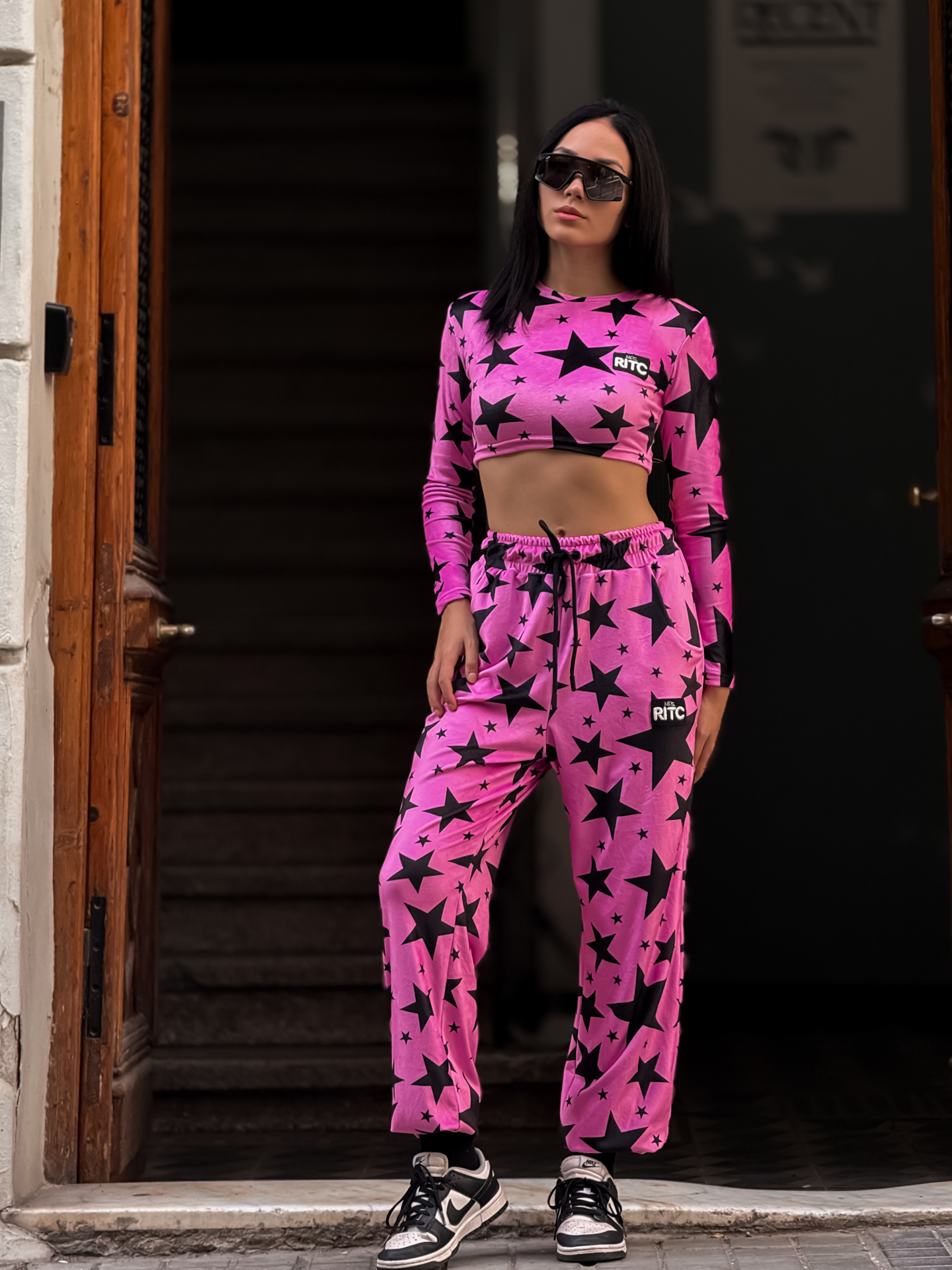Βελουτέ Σετ Nina Pink Stars Print - Image 4