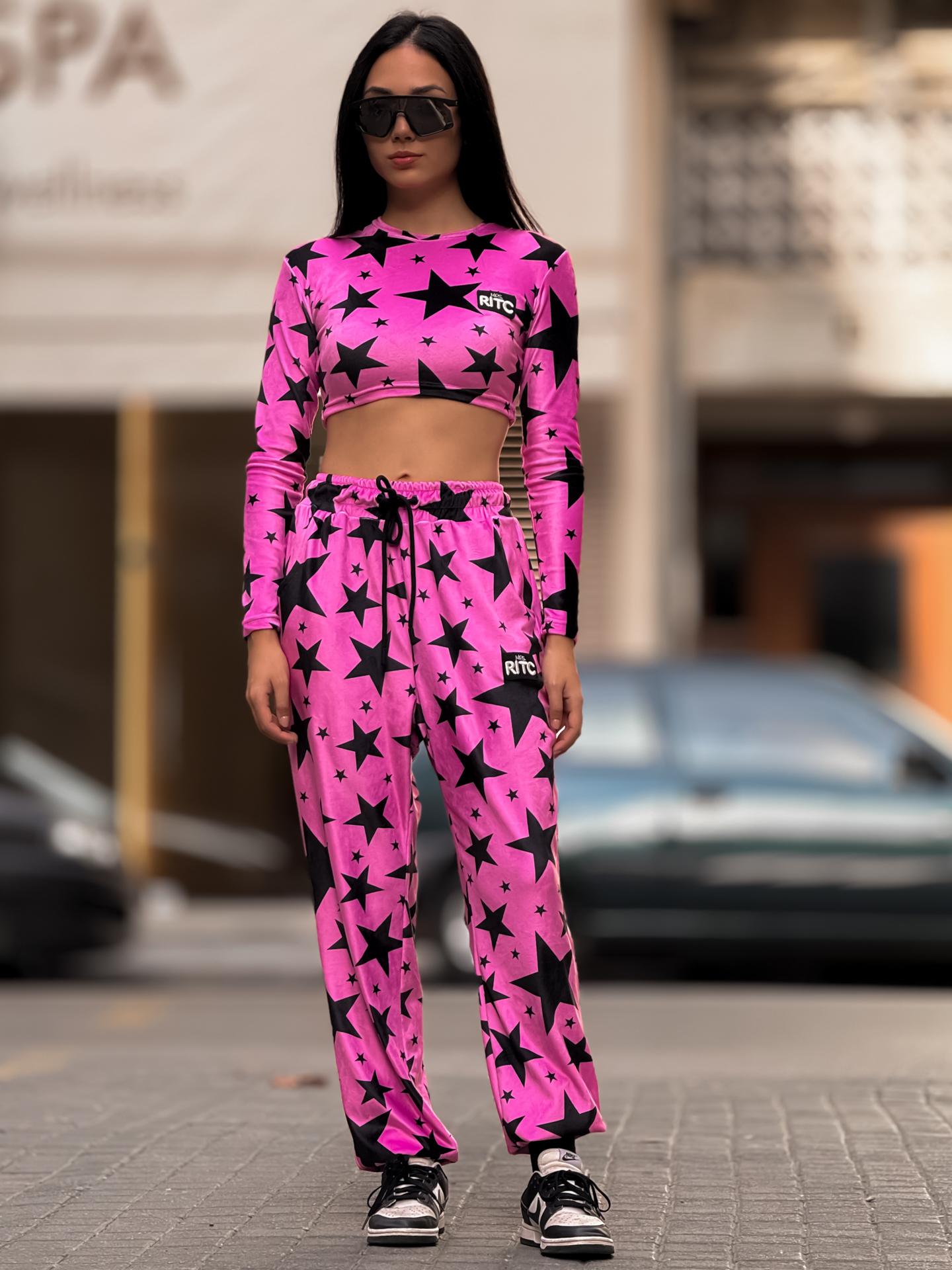 Βελουτέ Σετ Nina Pink Stars Print - Image 2