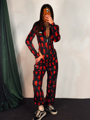 Βελουτέ Bodysuit Set Gianna Black - Red Devil Print