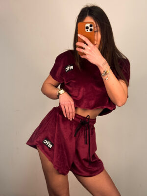 Βελουτέ Σετ Shorts Greta Burgundy