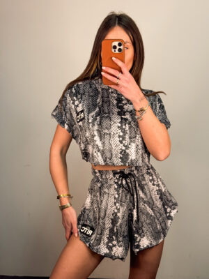Βελουτέ Σετ Shorts Greta White Snake Skin Print