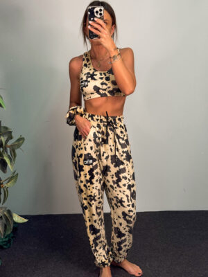 Βελουτέ Σετ Raina Beige Cow Print