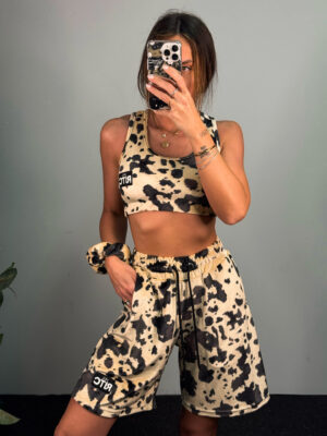 Βελουτέ Σετ Ruthie Beige Cow Print