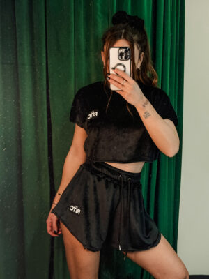 Βελουτέ Σετ Shorts Greta Black Vanilla