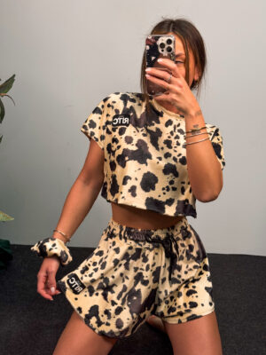 Βελουτέ Σετ Shorts Greta Cow Print