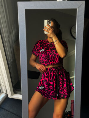 Βελουτέ Σετ Shorts Greta Magenta Leopard Print