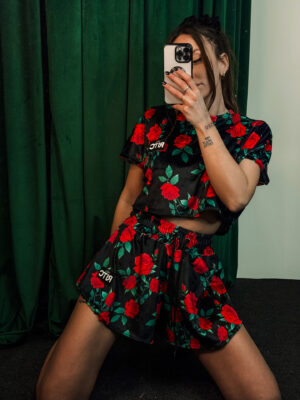 Βελουτέ Σετ Shorts Greta Roses Print