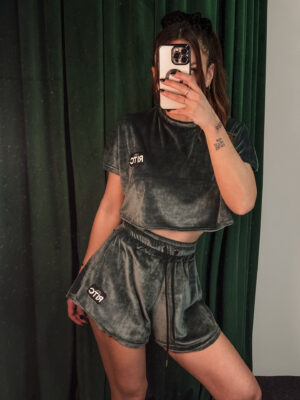 Βελουτέ Σετ Shorts Greta Sage Green