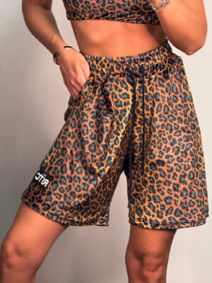 Βερμούδα Βελουτέ Amyra Golden Brown Leopard Print